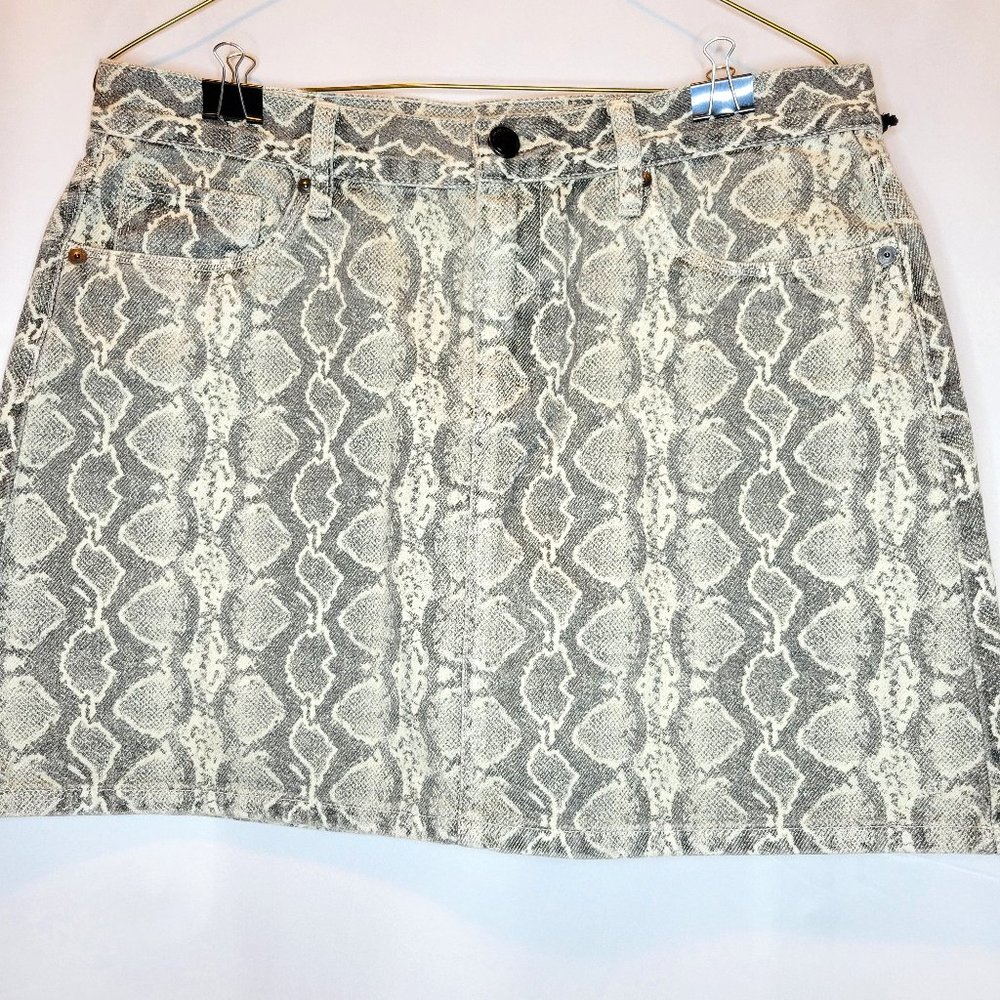 Blank NYC Python Snakeskin Denim Mini Skirt